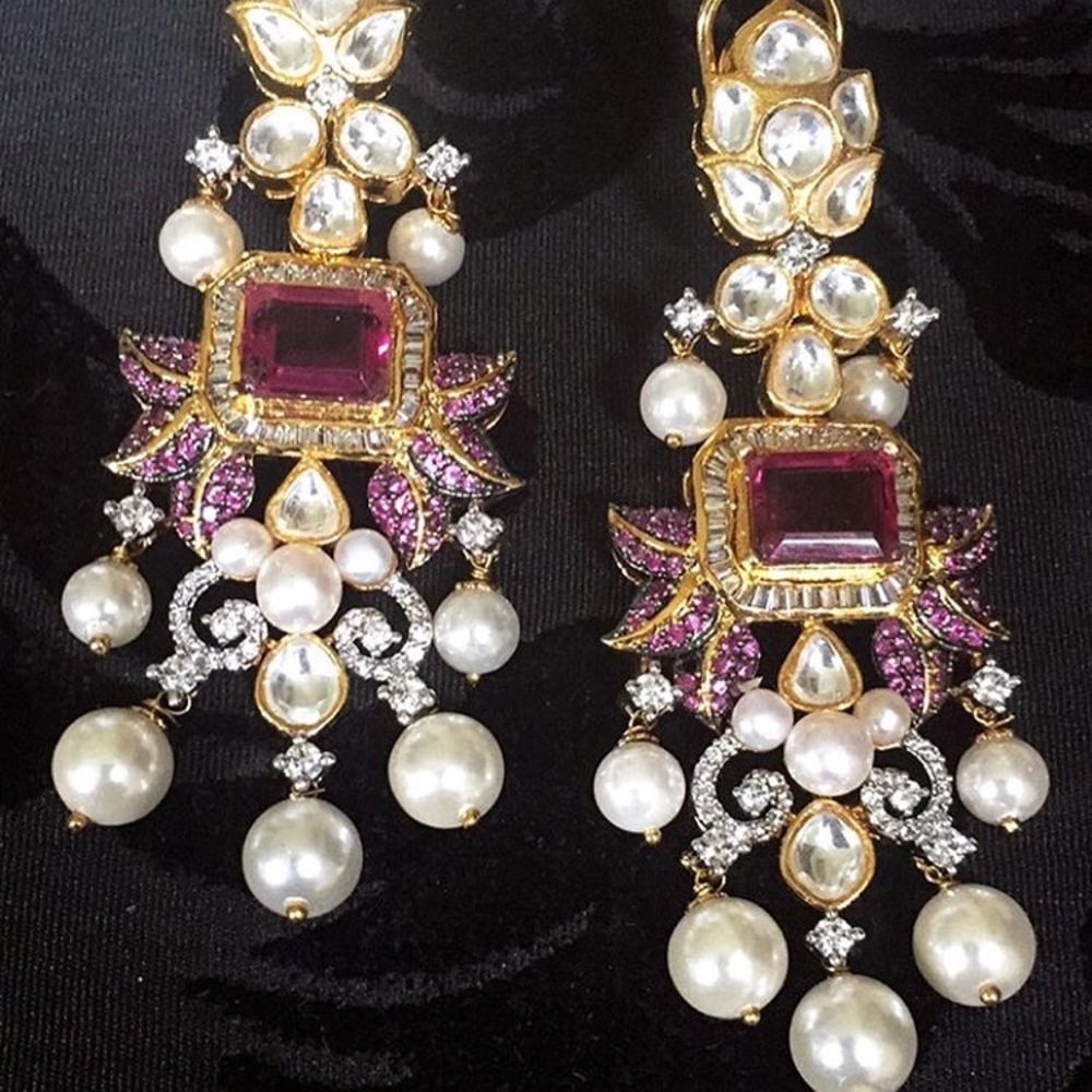 Ruby pink kundan earrings 💖